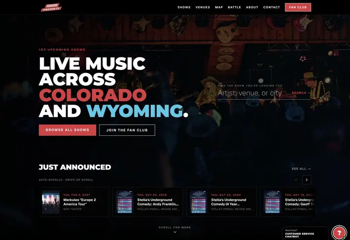 BandWagon Presents concert listings website