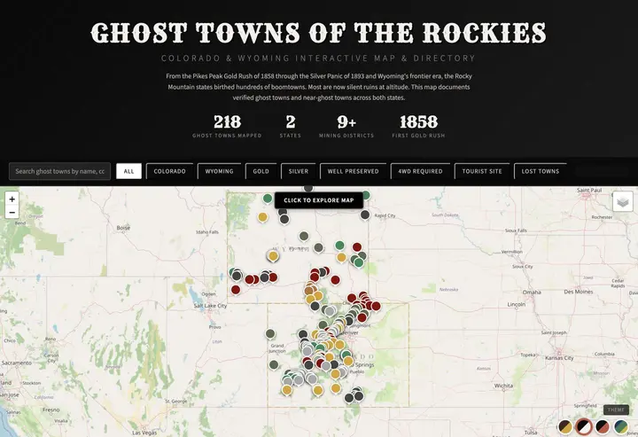 Ghost Towns of the Rockies interactive map