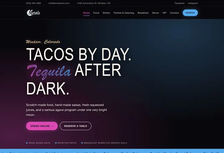 Luna’s Tacos & Tequila restaurant website